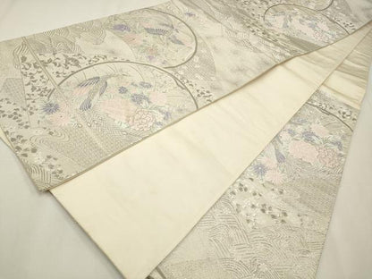 平和屋着物◎六通柄袋帯 唐織 清風雅園 プラチナ箔 正絹 逸品 CAAW9504qe