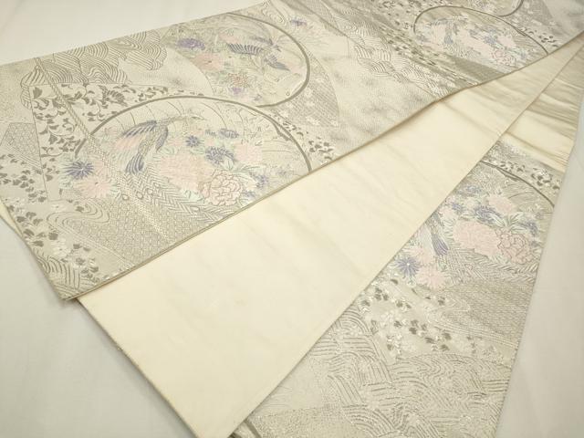 平和屋着物◎六通柄袋帯 唐織 清風雅園 プラチナ箔 正絹 逸品 CAAW9504qe