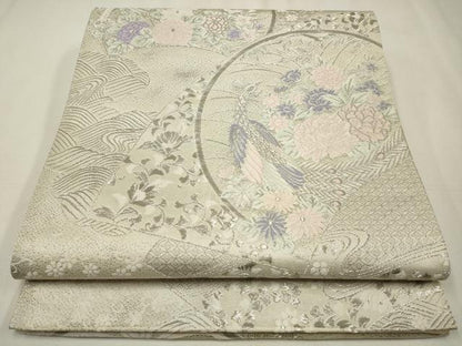 平和屋着物◎六通柄袋帯 唐織 清風雅園 プラチナ箔 正絹 逸品 CAAW9504qe