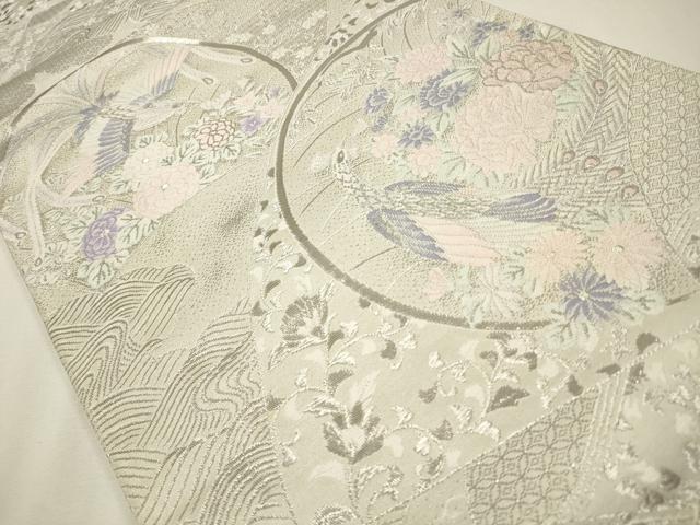 平和屋着物◎六通柄袋帯 唐織 清風雅園 プラチナ箔 正絹 逸品 CAAW9504qe