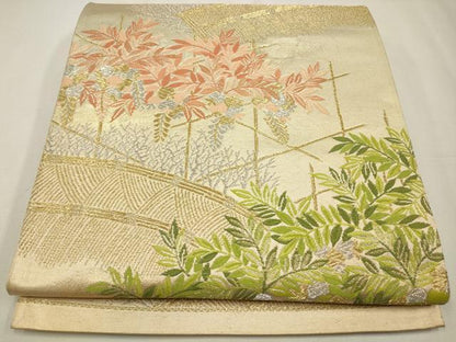 平和屋着物◎六通柄袋帯 藤花房 金銀糸 正絹 逸品 CAAW9506qe