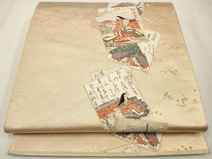 平和屋着物◎六通柄袋帯 唐織 詩歌 金糸 正絹 逸品 CAAW9508qe