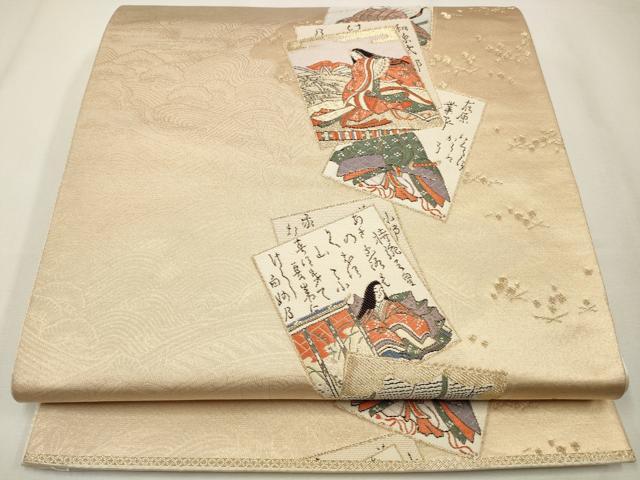 平和屋着物◎六通柄袋帯 唐織 詩歌 金糸 正絹 逸品 CAAW9508qe