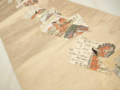 平和屋着物◎六通柄袋帯 唐織 詩歌 金糸 正絹 逸品 CAAW9508qe