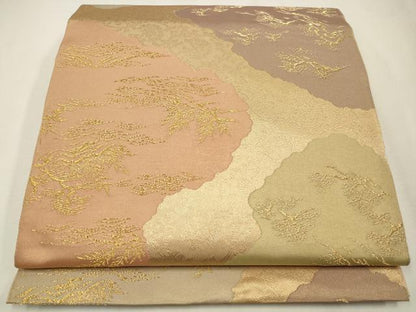 平和屋着物◎全通柄袋帯 抽象文様 金糸 正絹 逸品 CAAW9509qe