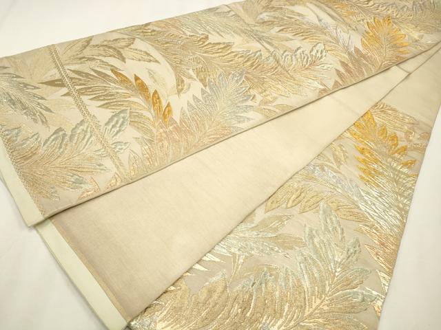 平和屋着物◎六通柄 京本袋帯 草葉文 金銀糸 正絹 逸品 CAAW9516qe