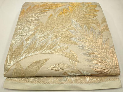平和屋着物◎六通柄 京本袋帯 草葉文 金銀糸 正絹 逸品 CAAW9516qe