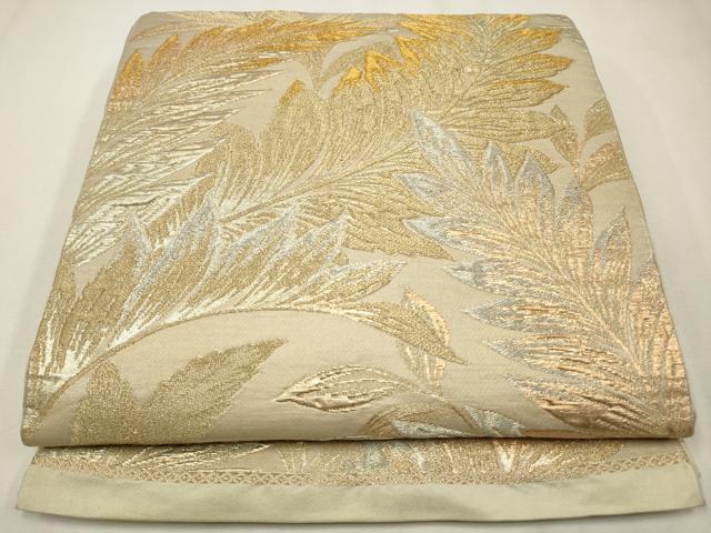 平和屋着物◎六通柄 京本袋帯 草葉文 金銀糸 正絹 逸品 CAAW9516qe