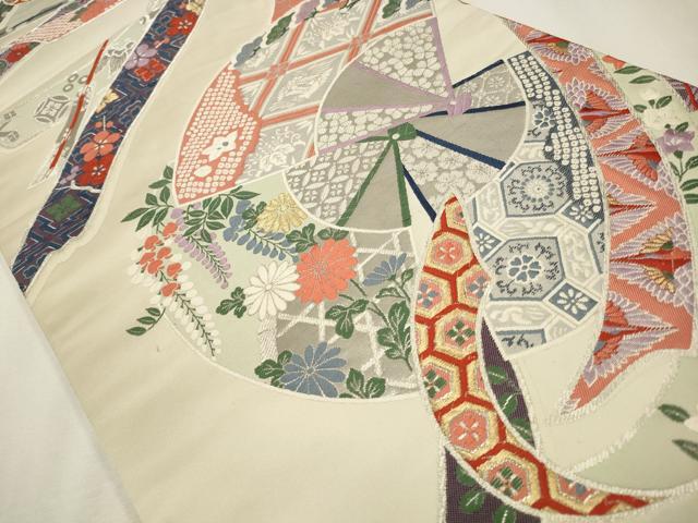平和屋着物◎六通柄袋帯 唐織 吉祥花鳥文 九百錦 プラチナ箔 正絹 逸品 CAAW9523qe