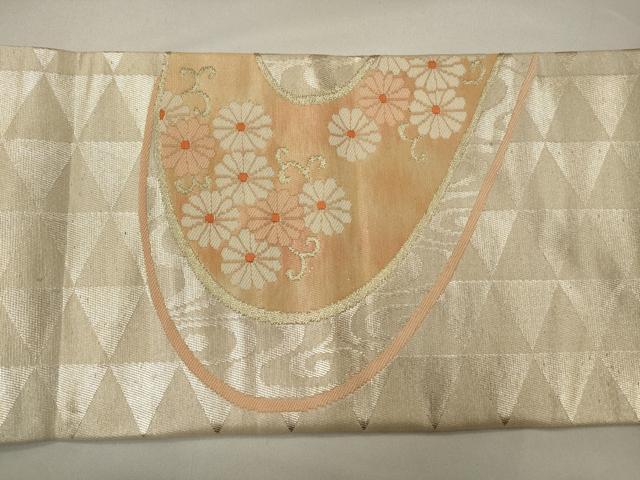 平和屋着物◎九寸名古屋帯　流水菊唐草文　金糸　正絹　逸品　CAAW9569qe