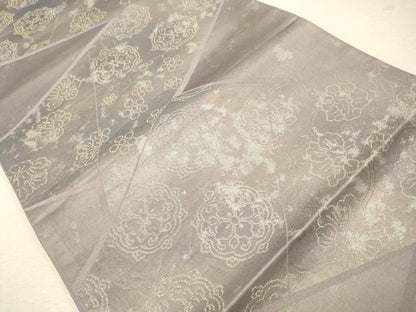 平和屋着物◎六通柄京袋帯 切嵌草花文 金糸 引箔 正絹 逸品 CAAW9585qe