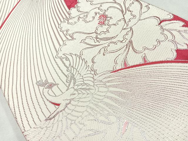 平和屋着物◎両面 全通柄袋帯 唐織 桃山 花鳥文 銀糸 正絹 逸品 CAAW9673nb