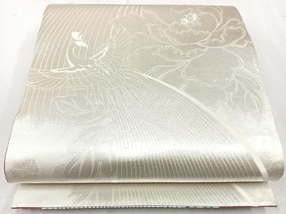 平和屋着物◎両面 全通柄袋帯 唐織 桃山 花鳥文 銀糸 正絹 逸品 CAAW9673nb
