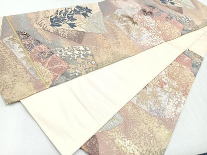 平和屋着物◎六通柄袋帯　唐織　秋花　金糸　正絹　逸品　CAAW9692nb