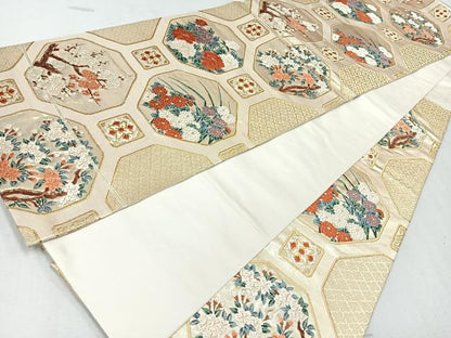 平和屋着物◎六通柄袋帯　唐織　蜀江花文　金糸　鈴乃屋扱い　正絹　逸品　CAAW9694nb