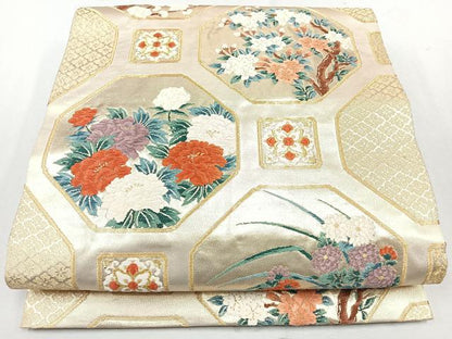 平和屋着物◎六通柄袋帯　唐織　蜀江花文　金糸　鈴乃屋扱い　正絹　逸品　CAAW9694nb
