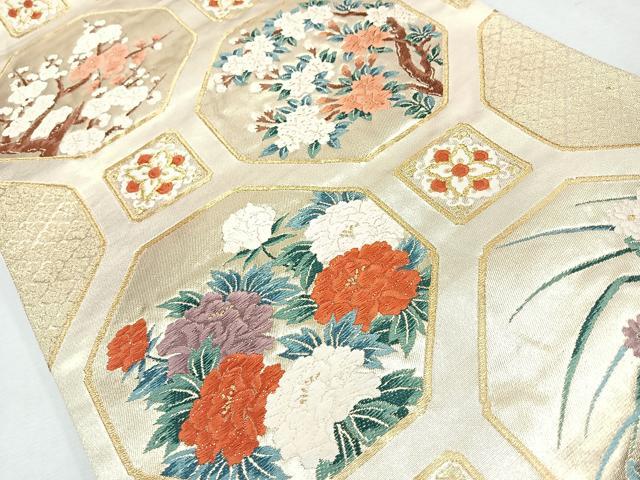 平和屋着物◎六通柄袋帯　唐織　蜀江花文　金糸　鈴乃屋扱い　正絹　逸品　CAAW9694nb