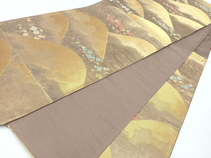 平和屋着物◎六通柄袋帯　遠山箔散らし　金糸　正絹　逸品　CAAW9711nb