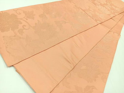 平和屋着物◎六通柄　本袋帯　更紗花文　深好色　正絹　逸品　CAAW9722nb