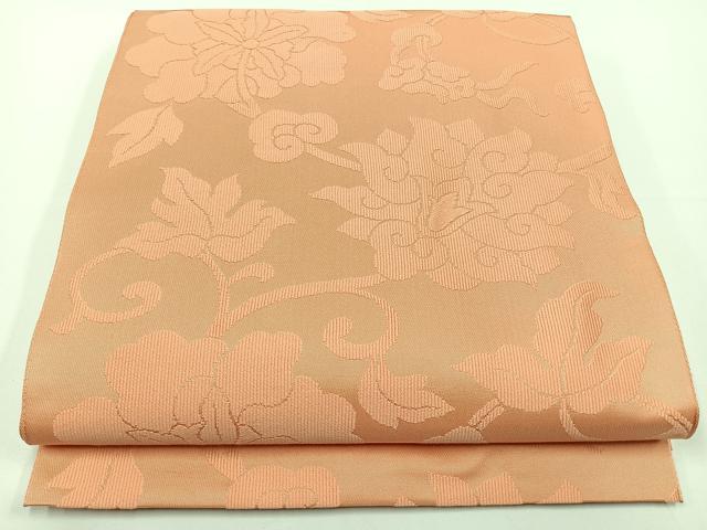 平和屋着物◎六通柄　本袋帯　更紗花文　深好色　正絹　逸品　CAAW9722nb