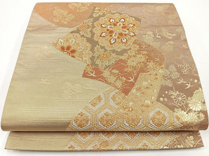平和屋着物◎六通柄袋帯　唐織　正倉院花文　金銀糸　正絹　逸品　CAAW9727nb