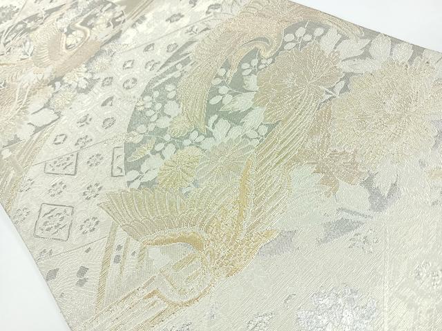 平和屋着物◎六通柄袋帯　飛鶴花文　金銀糸　正絹　逸品　CAAW9728nb
