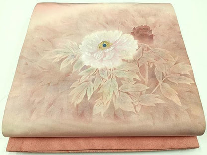 平和屋着物◎太鼓柄袋帯　手描き　草花文　金糸　正絹　逸品　CAAW9742nb