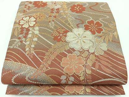 平和屋着物◎六通柄袋帯 唐織 千寿 藤花房 金糸 正絹 逸品 CAAW9752nb