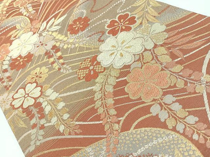 平和屋着物◎六通柄袋帯 唐織 千寿 藤花房 金糸 正絹 逸品 CAAW9752nb