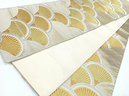 平和屋着物◎六通柄袋帯 青海波 金銀糸 正絹 逸品 CAAW9763nb