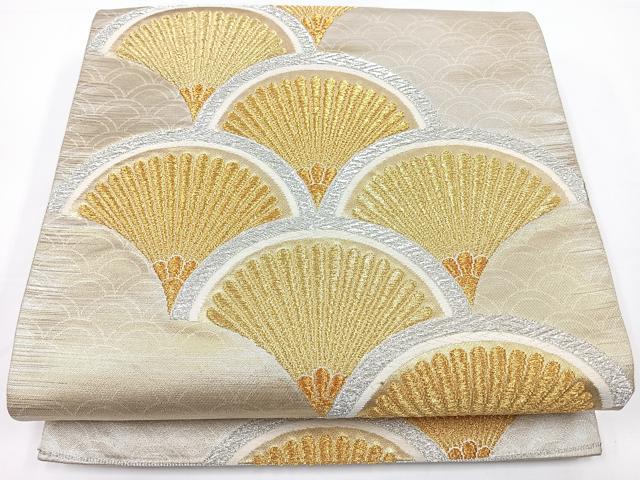 平和屋着物◎六通柄袋帯 青海波 金銀糸 正絹 逸品 CAAW9763nb