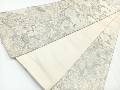 平和屋着物◎六通柄袋帯 唐織 花鳥文 オロール箔使用 正絹 逸品 CAAW9764nb