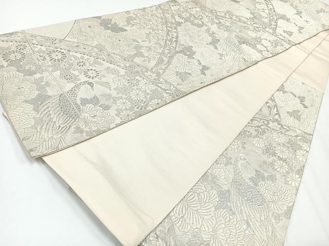 平和屋着物◎六通柄袋帯 唐織 花鳥文 オロール箔使用 正絹 逸品 CAAW9764nb