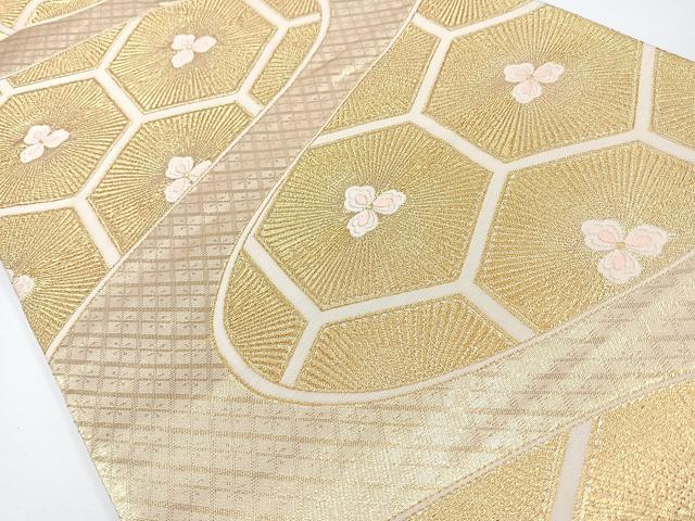 平和屋着物◎六通柄袋帯　唐織　亀甲松文　金糸　正絹　逸品　CAAW9769nb