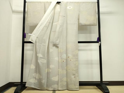 平和屋着物＊夏物 訪問着 絽 駒刺繍 雲重ね花文 銀彩 正絹 逸品 CAAW9868gh