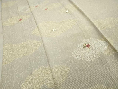 平和屋着物＊夏物 訪問着 絽 駒刺繍 雲重ね花文 銀彩 正絹 逸品 CAAW9868gh