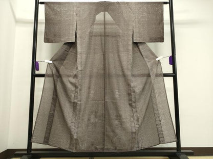 平和屋着物＊夏物 小紋 絽 大小あられ 洗える着物 未使用 CAAW9873gh