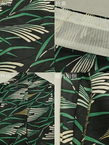 平和屋着物＊夏物 小紋 絽 草木文 黒地 正絹 逸品 CAAW9874gh