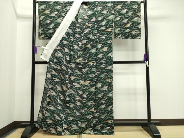 平和屋着物＊夏物 小紋 絽 草木文 黒地 正絹 逸品 CAAW9874gh