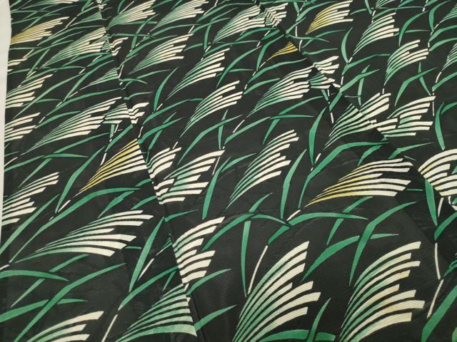 平和屋着物＊夏物 小紋 絽 草木文 黒地 正絹 逸品 CAAW9874gh