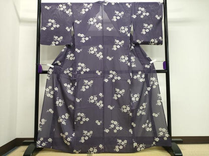 平和屋着物＊夏物 小紋 絽 舞桜文 正絹 逸品 CAAW9875gh