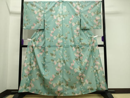 平和屋着物＊夏物 小紋 絽 南天文 銀彩 洗える着物 未使用 CAAW9878gh