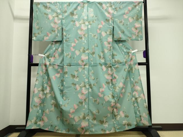 平和屋着物＊夏物 小紋 絽 南天文 銀彩 洗える着物 未使用 CAAW9878gh