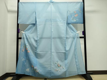 平和屋着物＊夏物 訪問着 絽 草花文 暈し染め 金彩 洗える着物 CAAW9882gh