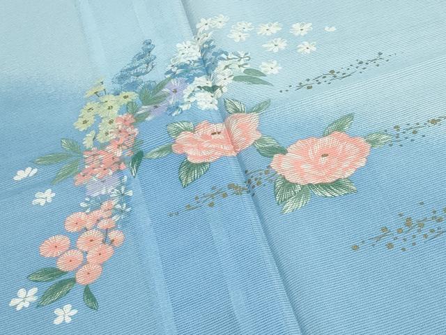 平和屋着物＊夏物 訪問着 絽 草花文 暈し染め 金彩 洗える着物 CAAW9882gh