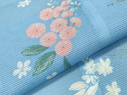 平和屋着物＊夏物 訪問着 絽 草花文 暈し染め 金彩 洗える着物 CAAW9882gh