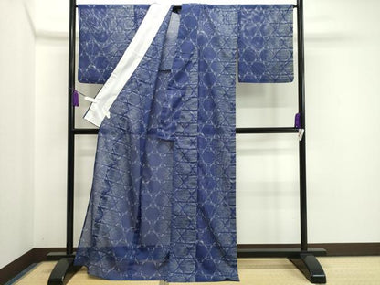平和屋着物＊夏物　小紋　絽　トンボ　洗える着物　CAAW9883gh