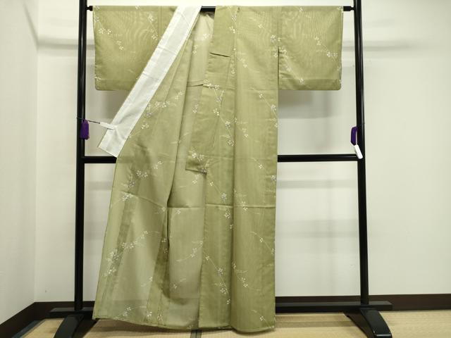 平和屋着物＊夏物　小紋　絽　萩文　洗える着物　CAAW9884gh