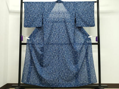 平和屋着物＊夏物　小紋　紗　草花文　洗える着物　CAAW9890gh
