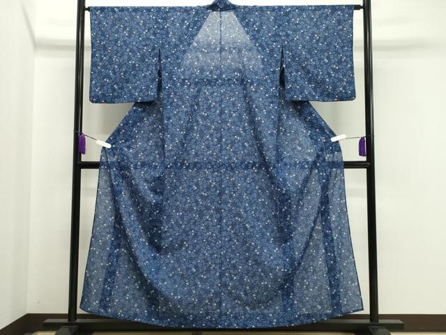 平和屋着物＊夏物　小紋　紗　草花文　洗える着物　CAAW9890gh